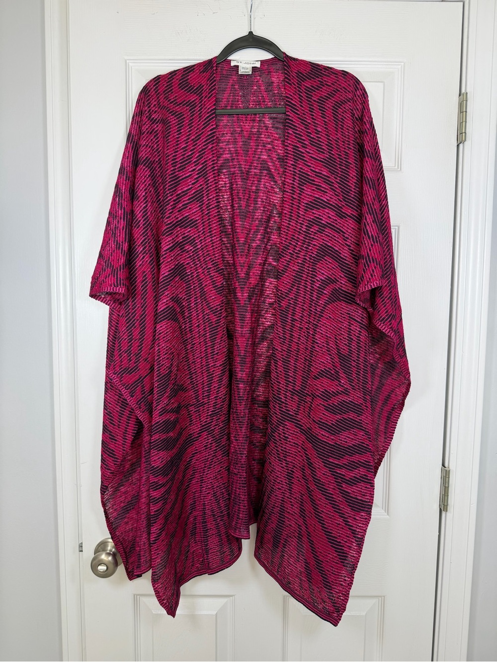 St. John O/S • Pink Long Knit Cardigan Duster Drape Sweater.
